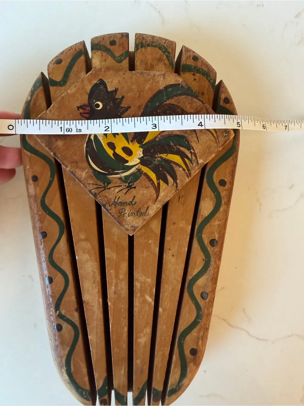 Vintage Woodpecker Woodware Hand Painted Japen Rooster Knife Holder Wall Mount