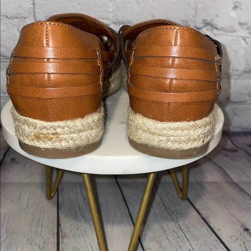 Sam & Libby Sintetico Brown Woven Espadrilles Sz 6.5