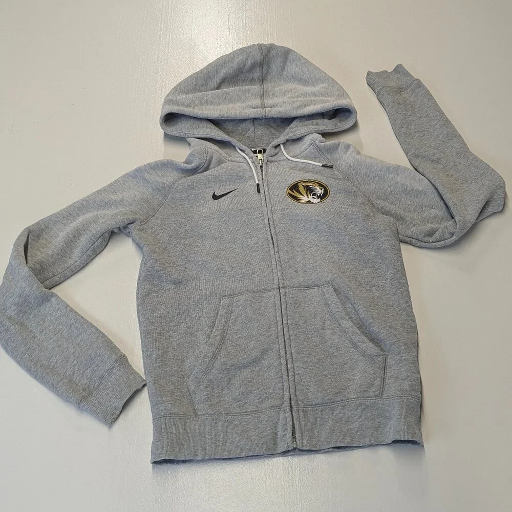 Vintage Nike Missouri Tigers Gray Zippered Hoodie Size XS