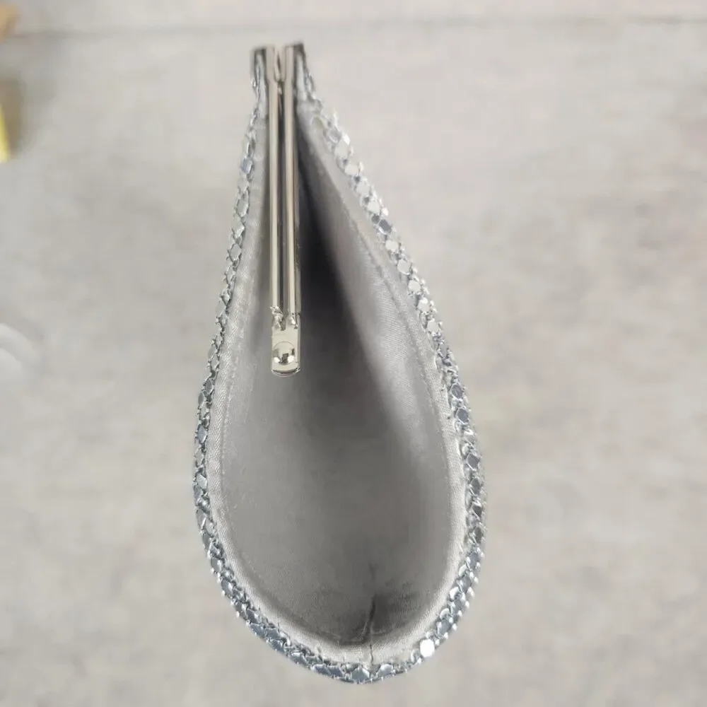 Vintage Valerie Stevens Women's Silver Mesh Clutch Purse With Chain & Mirror