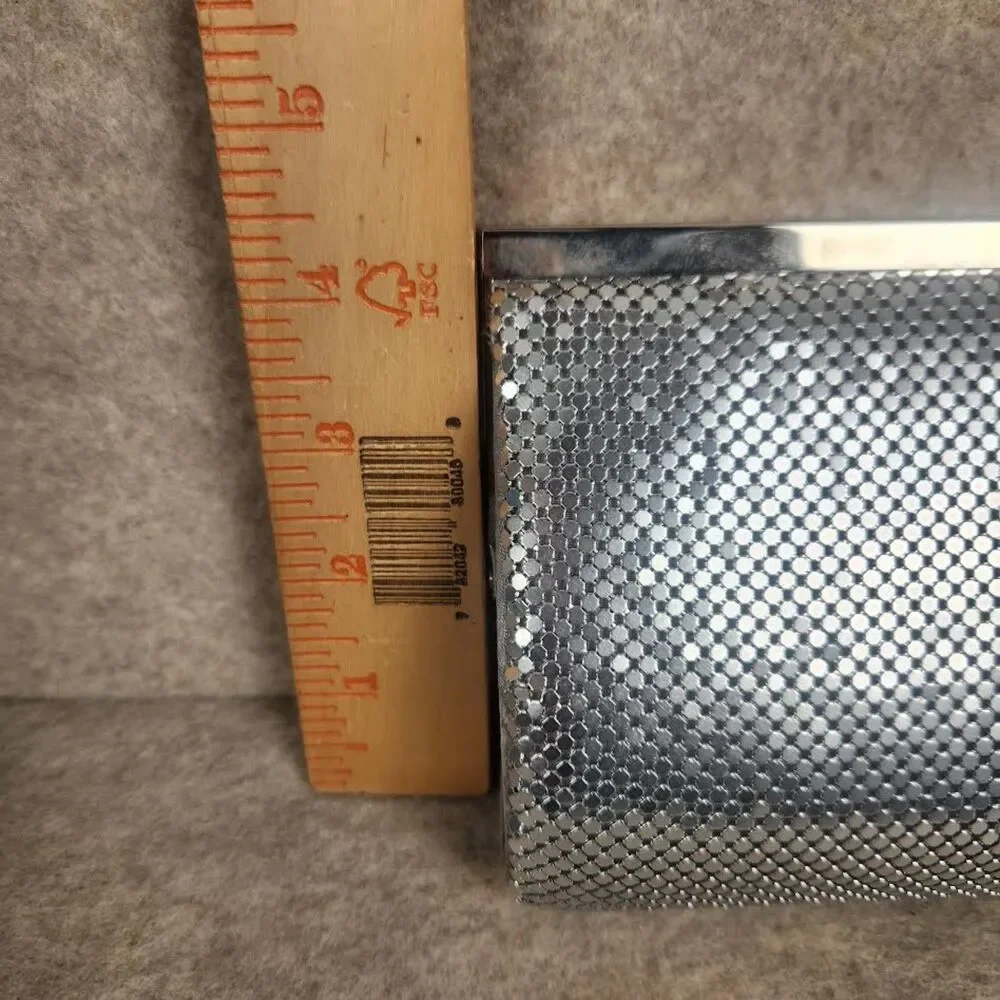 Vintage Valerie Stevens Women's Silver Mesh Clutch Purse With Chain & Mirror