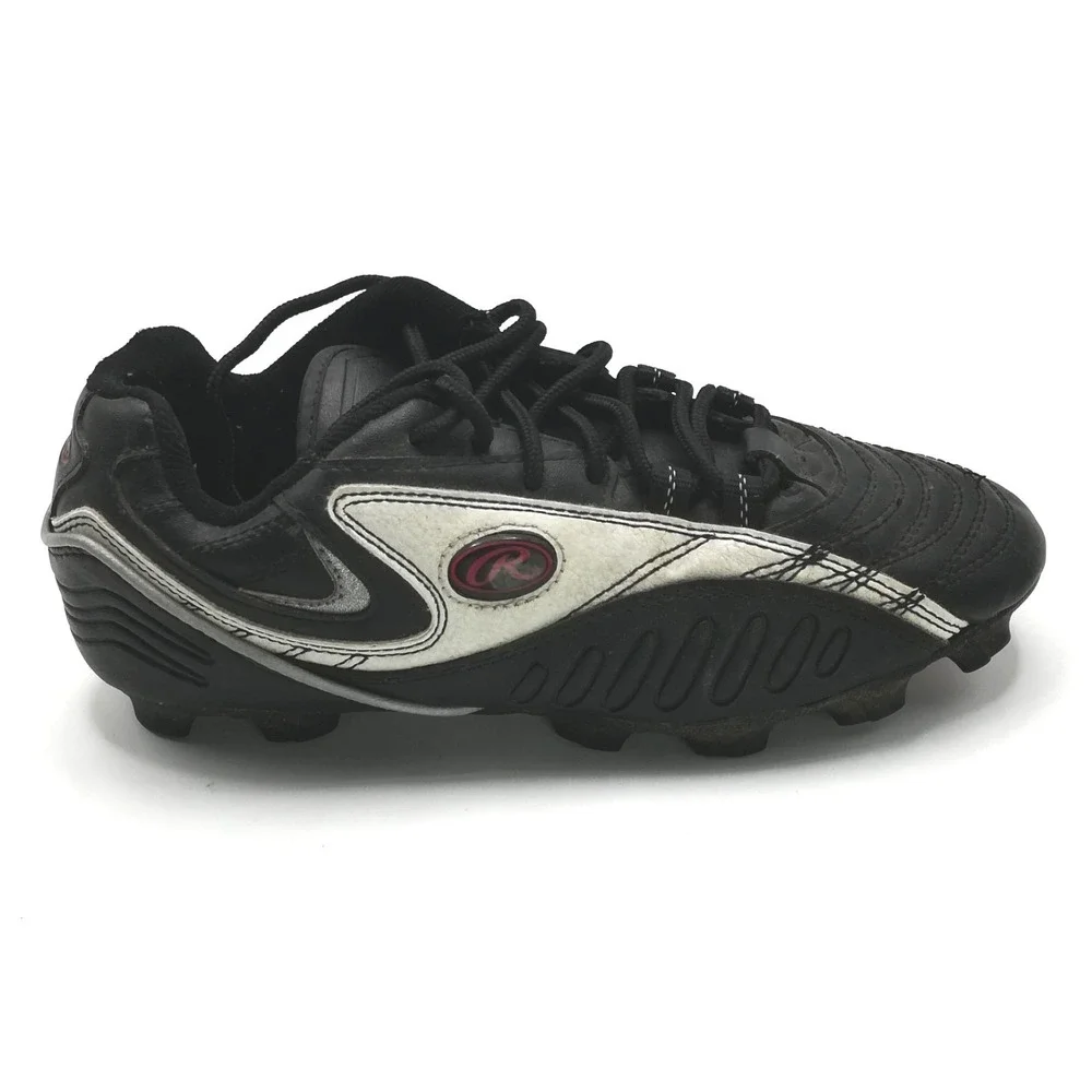 Rawlings Shoes‎ Mens Cleats Soccer Goalie Black White Faux Leather Lace Up 7.5