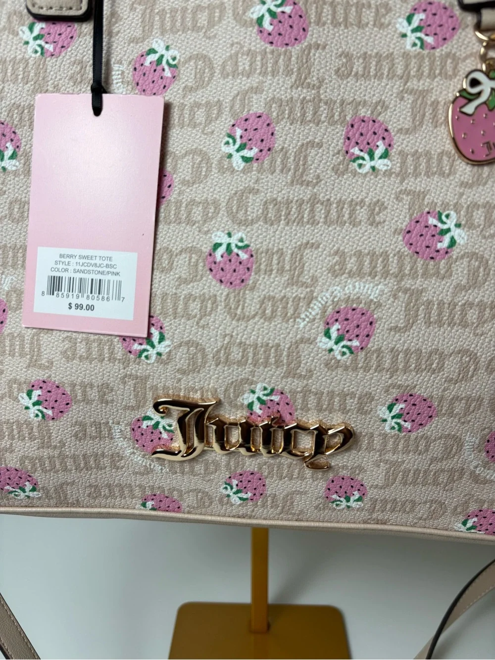 🍓Juicy Couture Berry Sweet Strawberry Tote Bag Sandstone Pink NWT