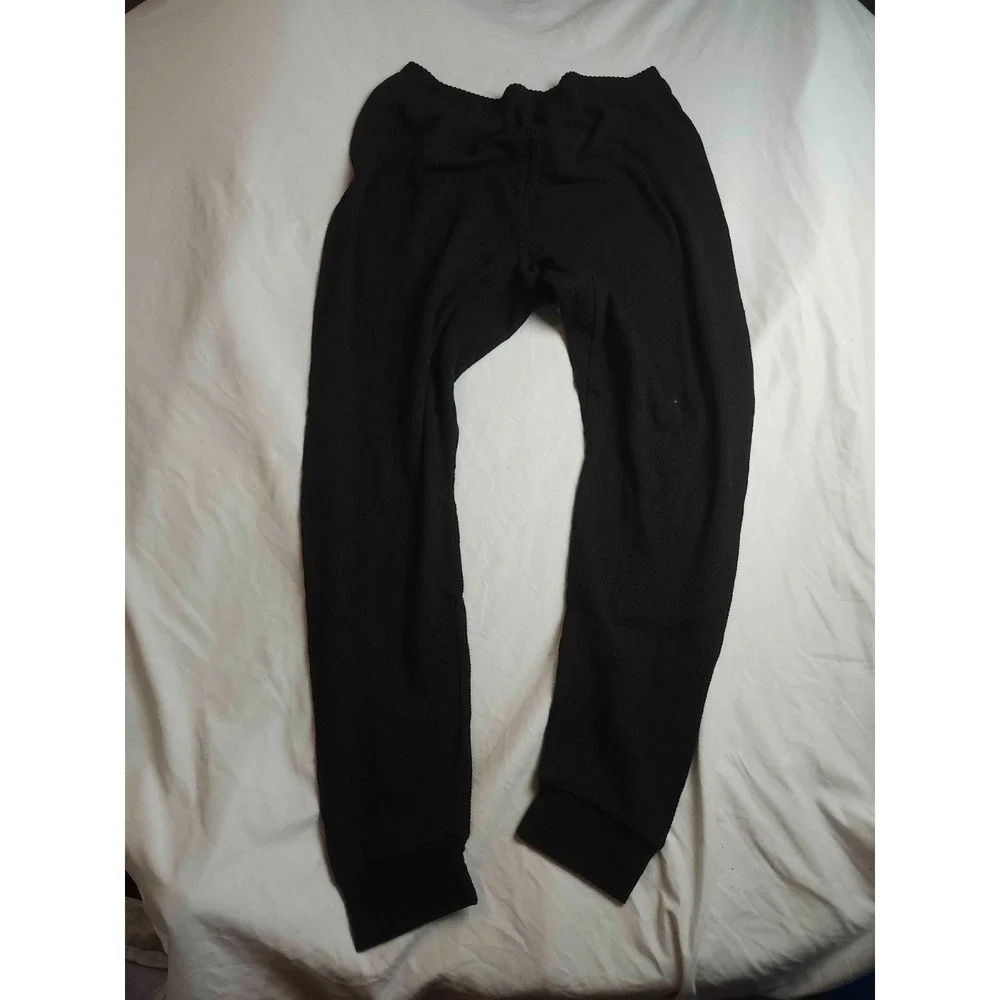 Joe Boxer Womens Plus Size 1X Thermal Pants Black Waffle Knit Pajama Leggings‎