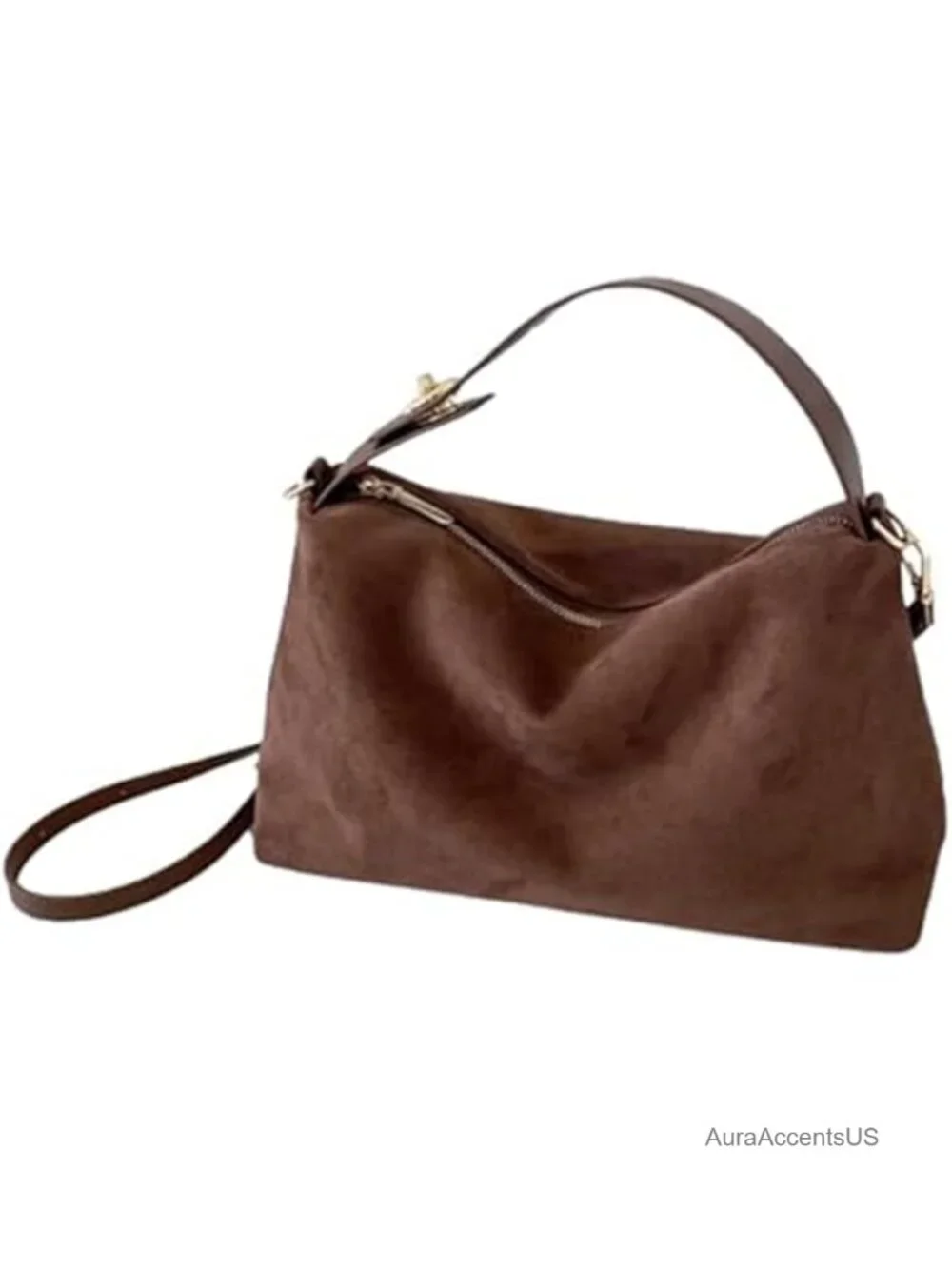Women's Faux Suede Hobo Bag With Adjustable Strap