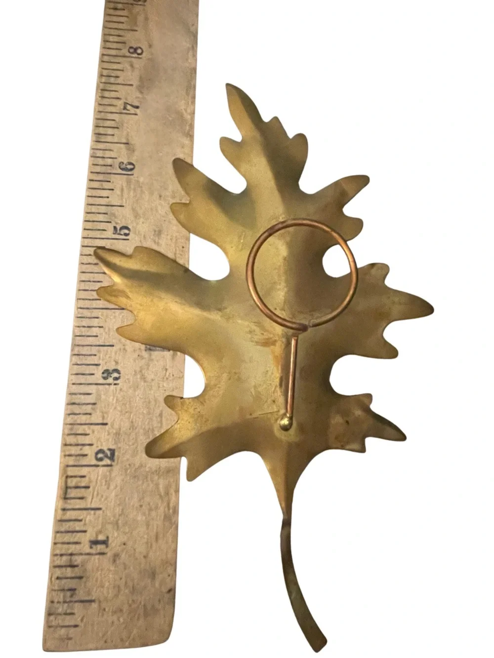 Vintage Set of 3 MCM Brass Oak Leaf Wall Art Hanging 3D Metal Plaques 8