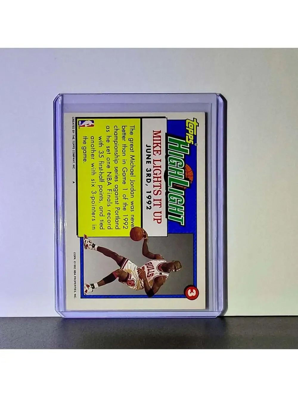 Michael Jordan 1992-93 Topps Highlight #3 Basketball Card Chicago Bulls