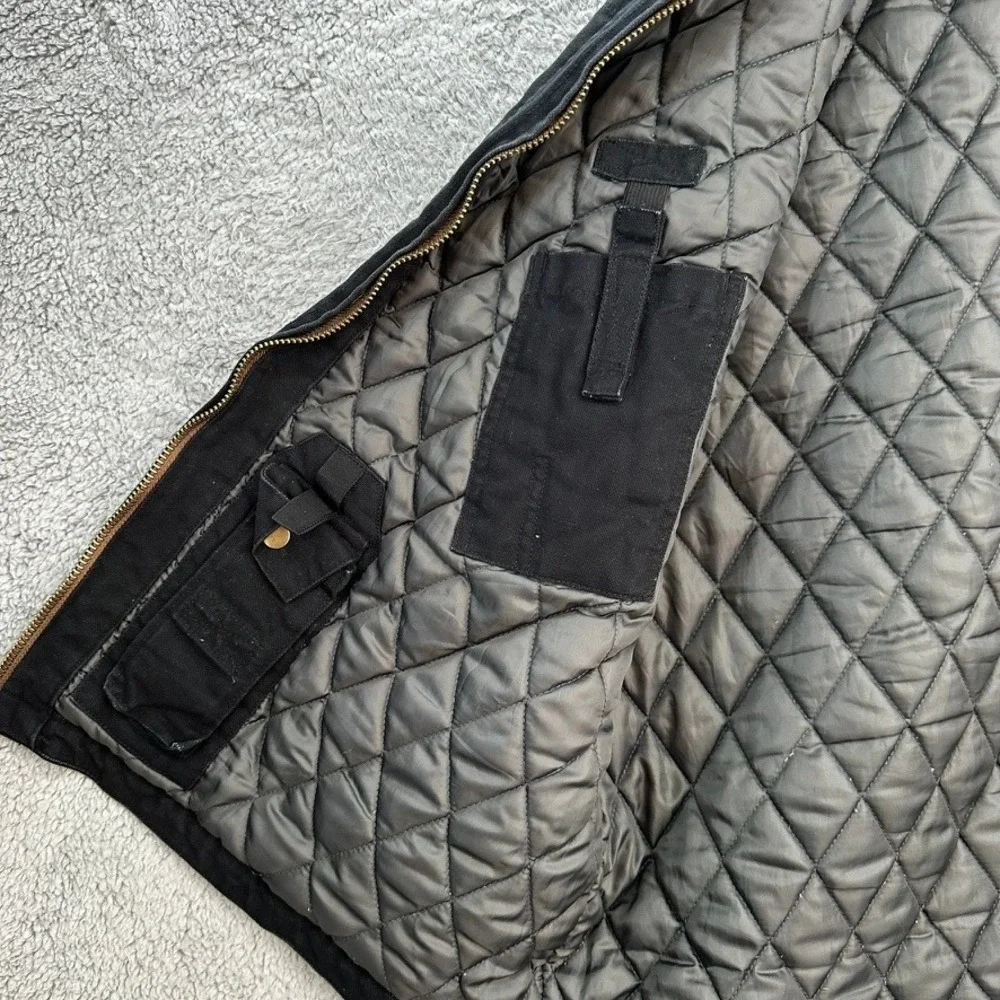 Venado Men's 2XL Concealed Carry Black Canvas Quilted Vest Full Zip Utility