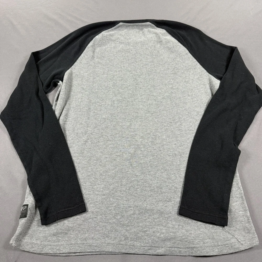 Fox Racing Small Grey and Black Long Sleeve Shirt‎ Casual Thermal Waffle