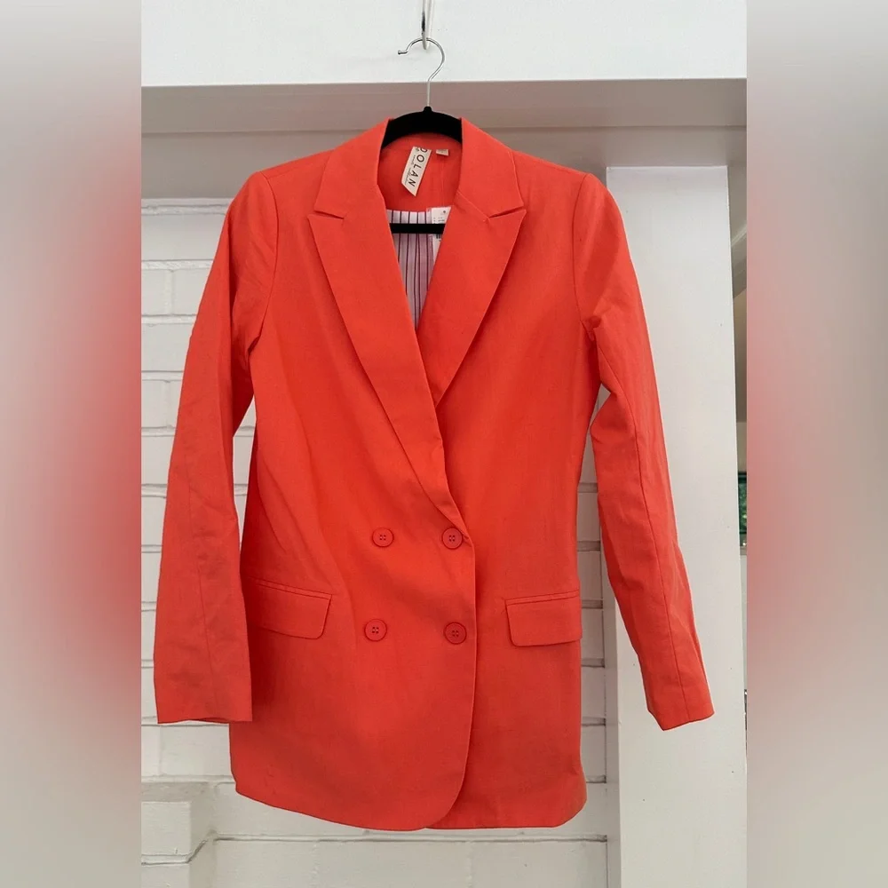 NWT Anthropologie Dolan Linen Boyfriend Blazer in Coral, Size S