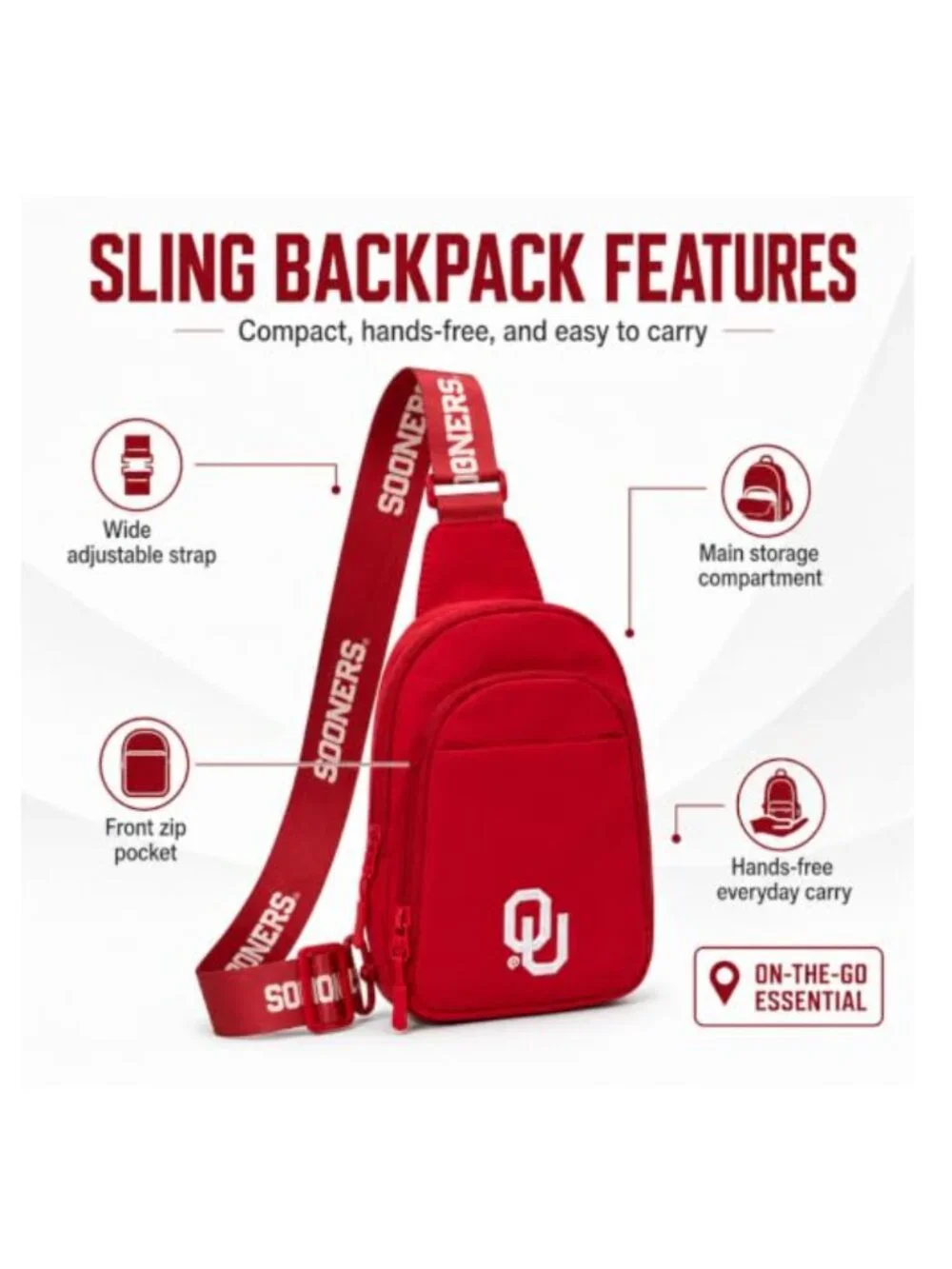 Oklahoma Sooners 3-Piece Bag Bundle Clear Crossbody Sling Wristlet RFID NCAA