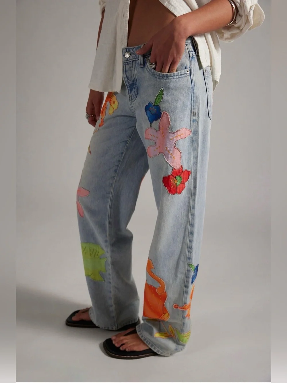 Free People We The Free Surfside Patchwork Jeans Size 31 NWT -