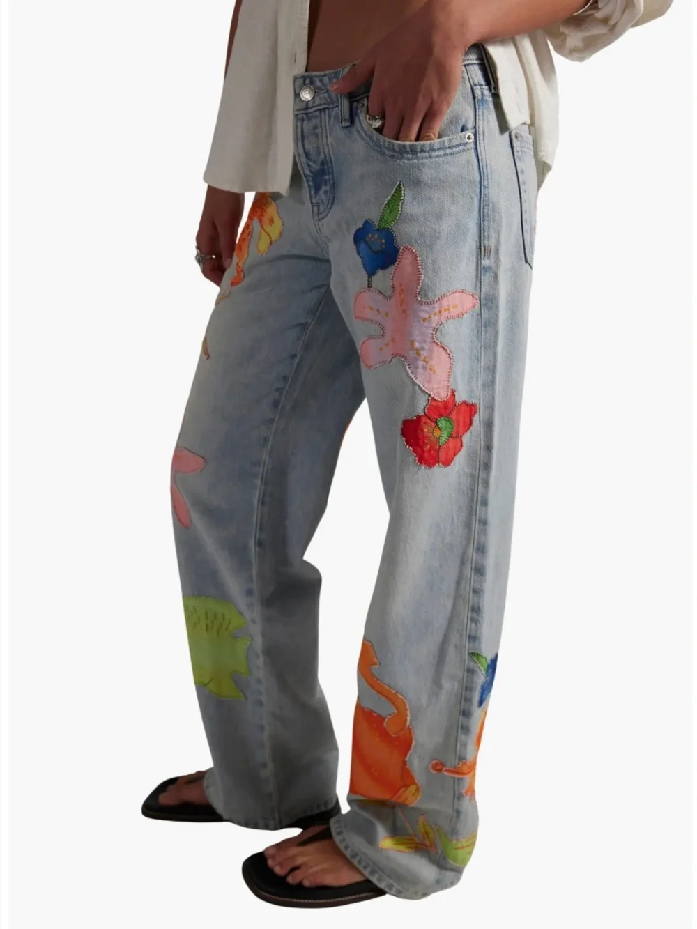 Free People We The Free Surfside Patchwork Jeans Size 31 NWT -