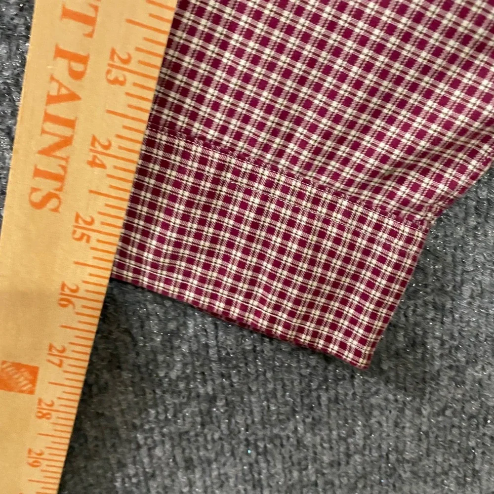 Polo Ralph Lauren Mens Large Classic Fit Burgundy Plaid Cotton Button Down Shirt