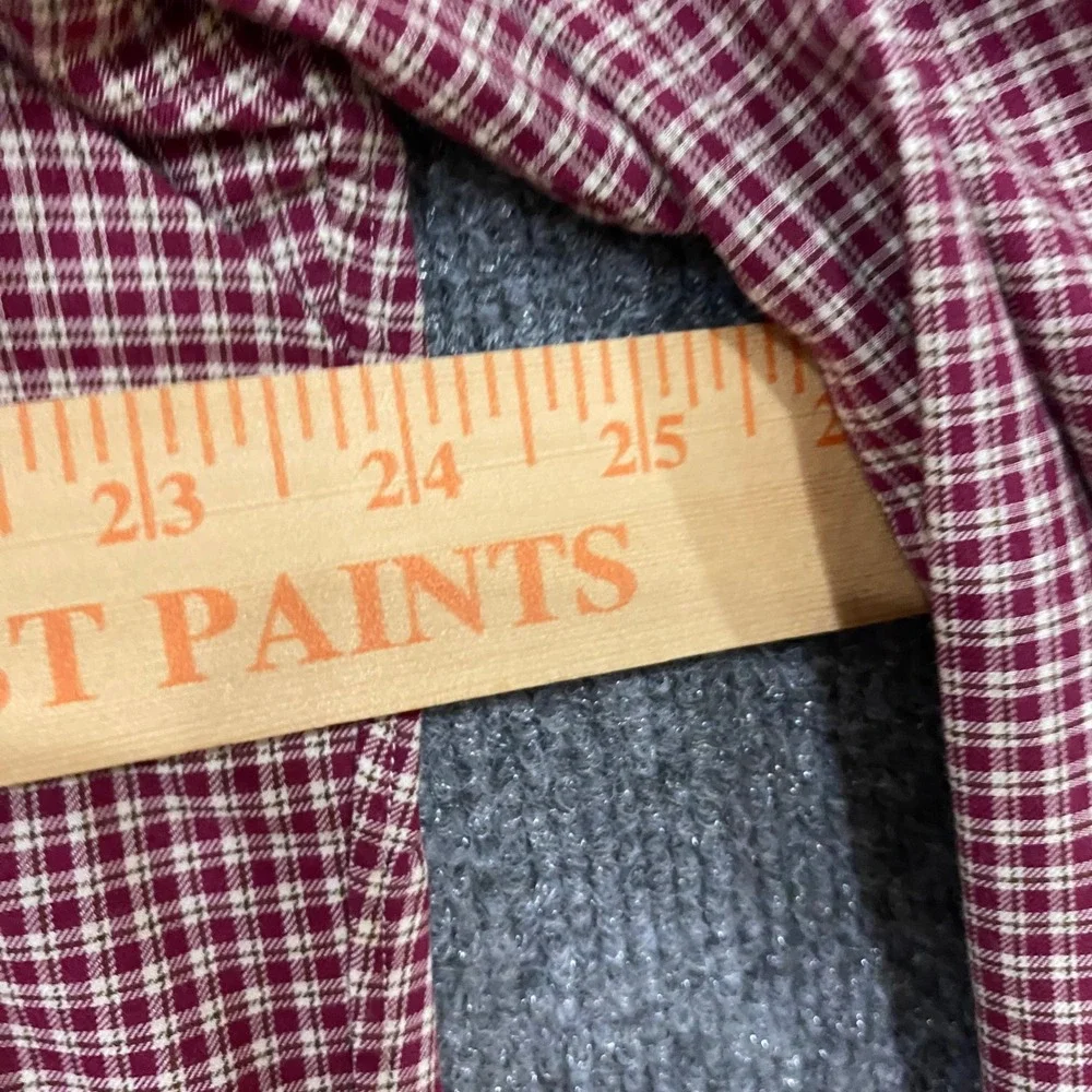Polo Ralph Lauren Mens Large Classic Fit Burgundy Plaid Cotton Button Down Shirt
