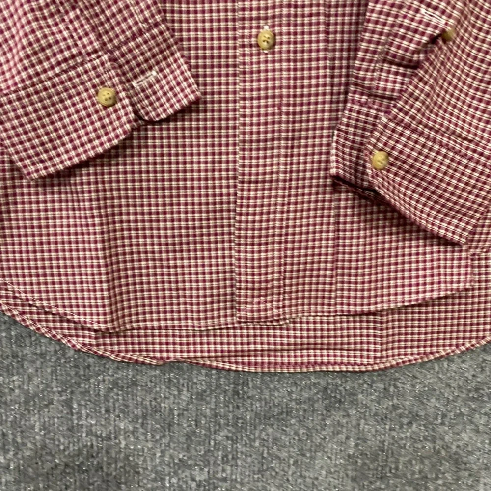 Polo Ralph Lauren Mens Large Classic Fit Burgundy Plaid Cotton Button Down Shirt