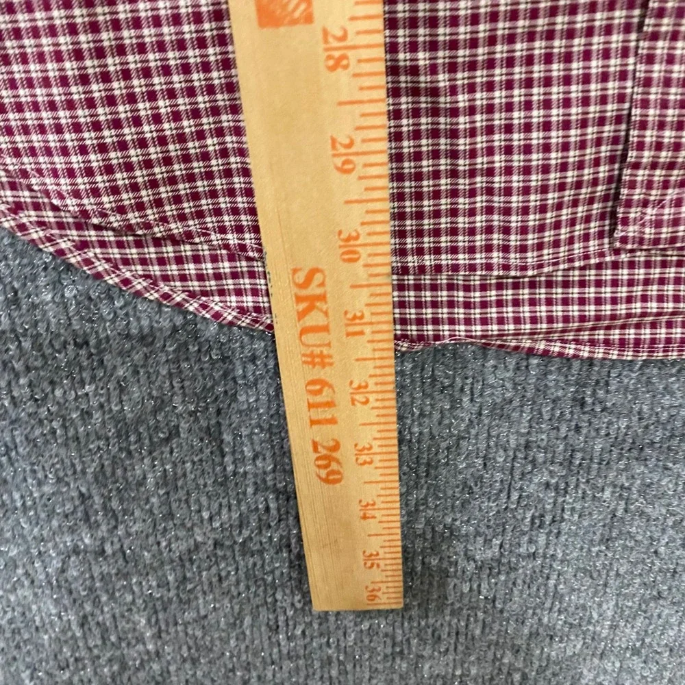 Polo Ralph Lauren Mens Large Classic Fit Burgundy Plaid Cotton Button Down Shirt