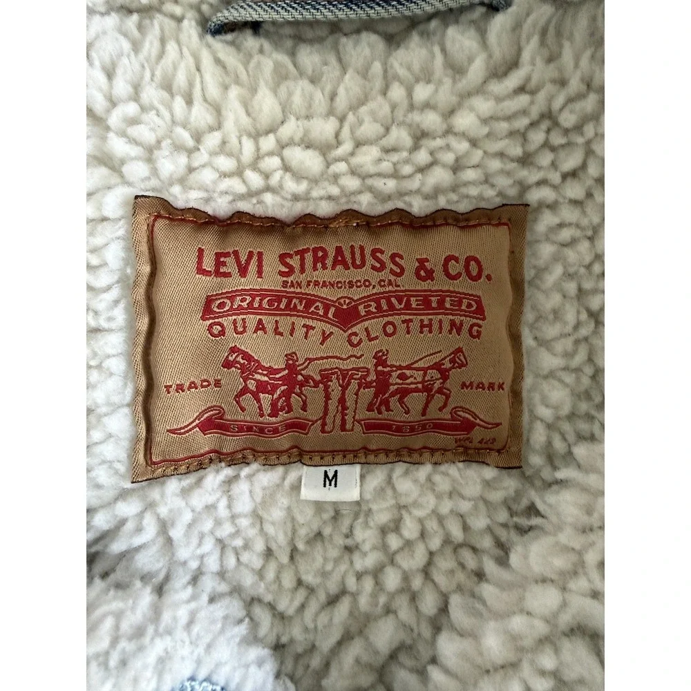 Vintage 90s Levi's 70609 Sherpa Lined Type‎ 3 Trucker Jacket Men's L Made in USA