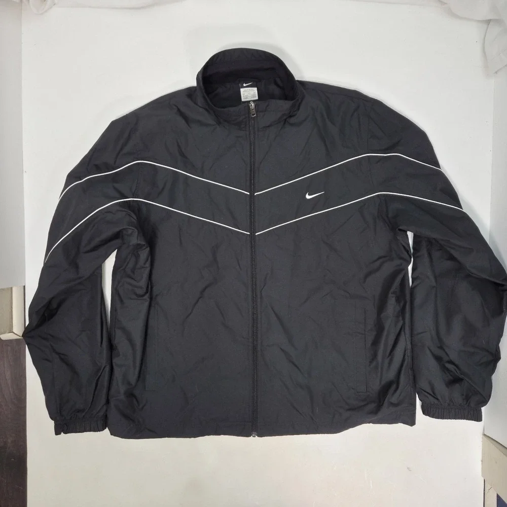 Nike Sport Culture Full Zip Golf Windbreaker Swoosh Mesh Lined Men's Black 2XL