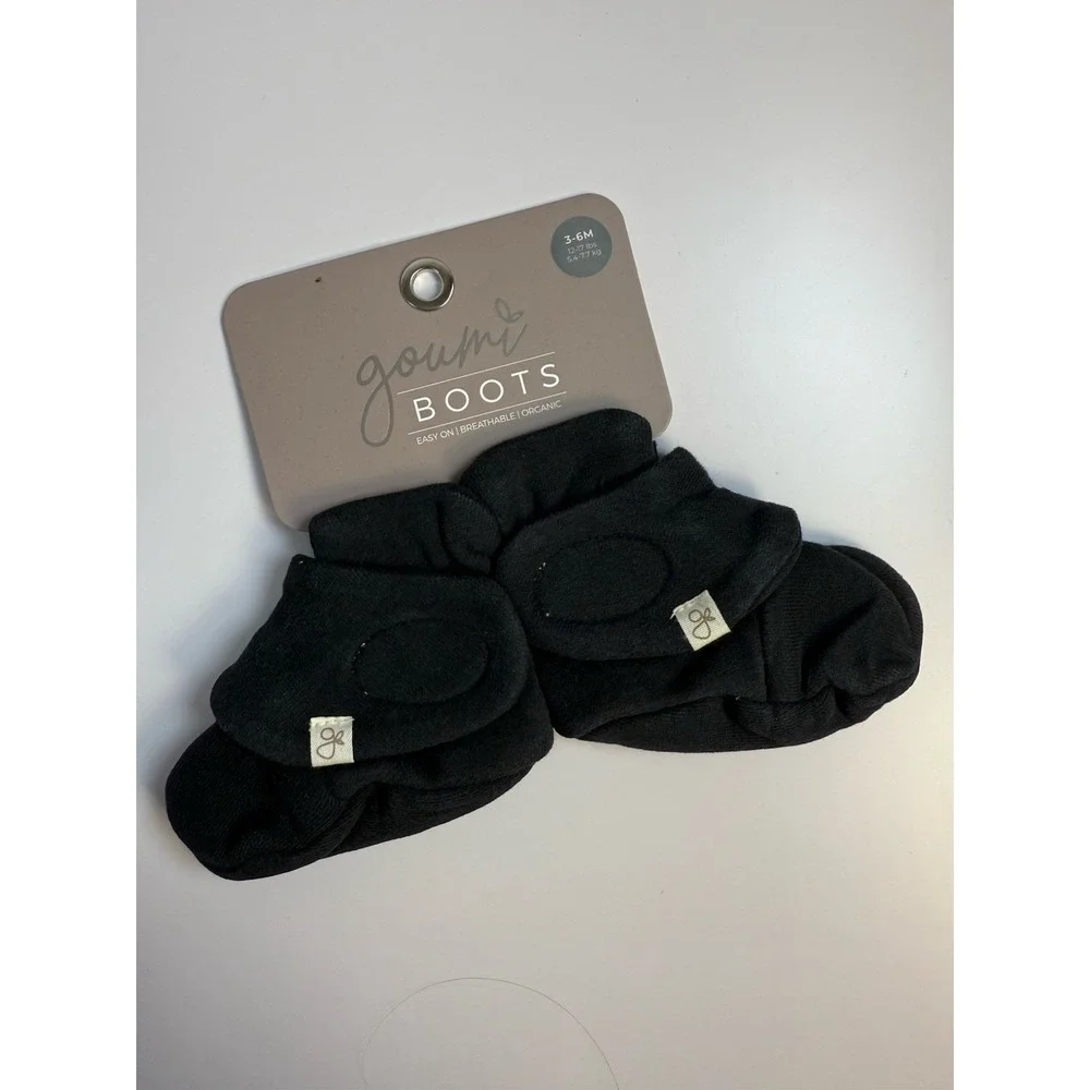 Goumi Kids Soft Stay-On Baby Boots Infant Booties, 3-6M, Black NWT‎