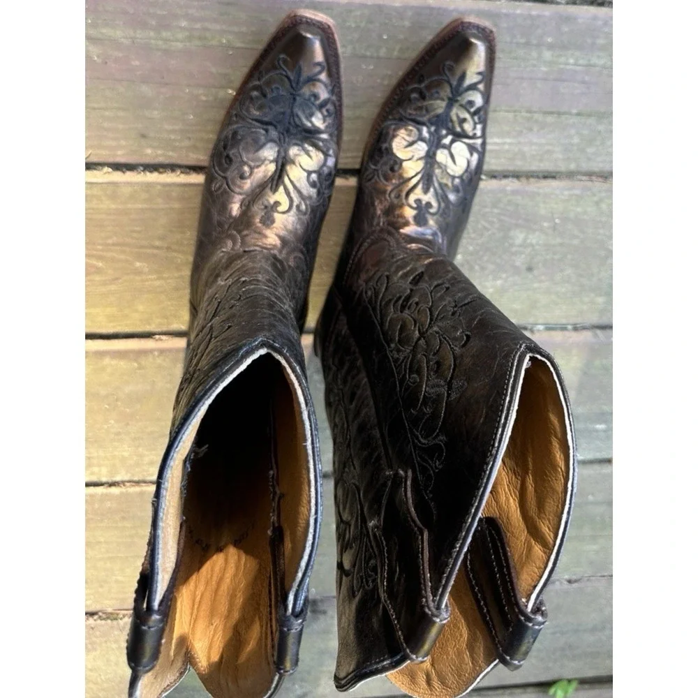 Corral Western Boots Teen Girls' Cowboy Pull‎ On Metallic Bronze A3154 Size 3.5