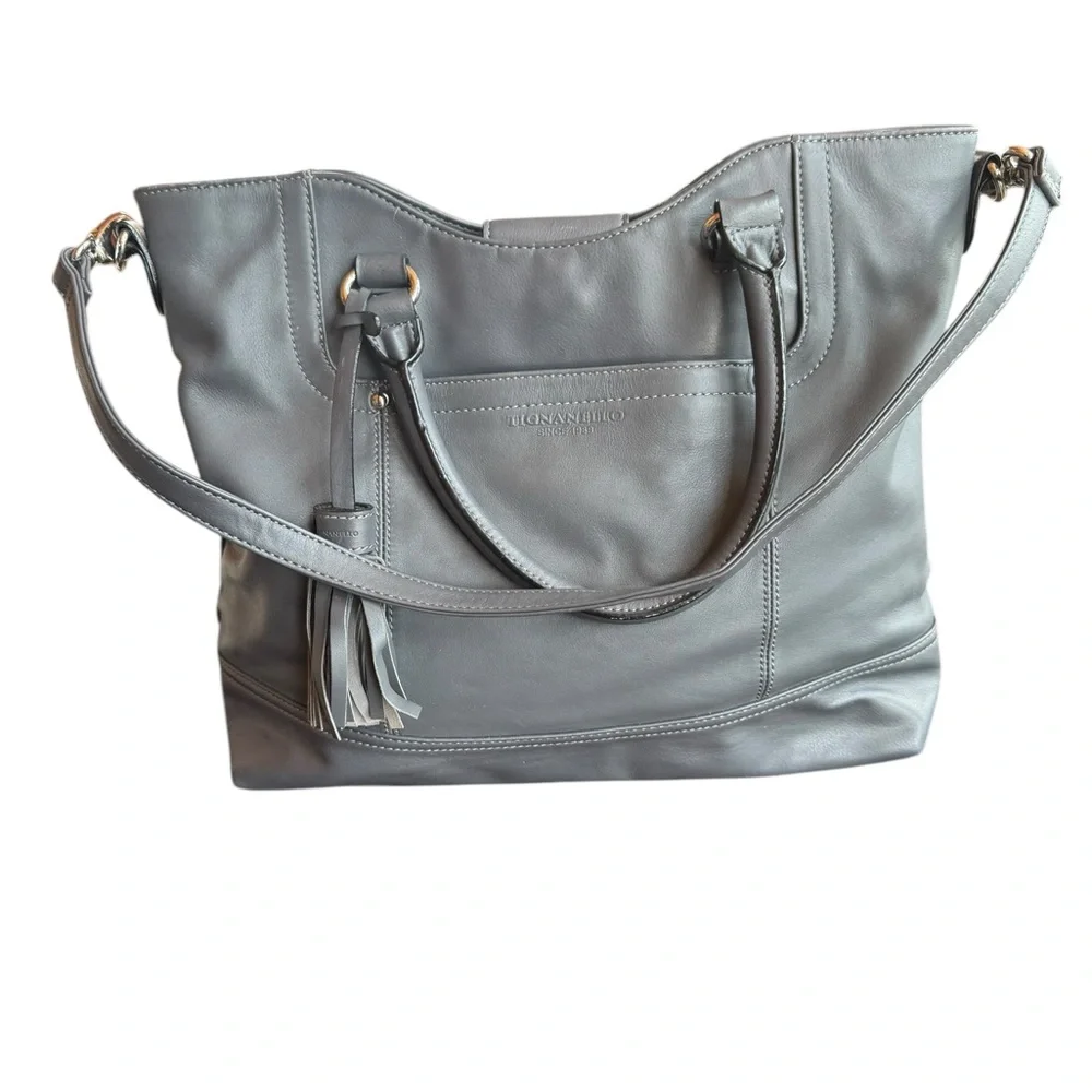 Tignanello Gray Leather Tote‎ Bag