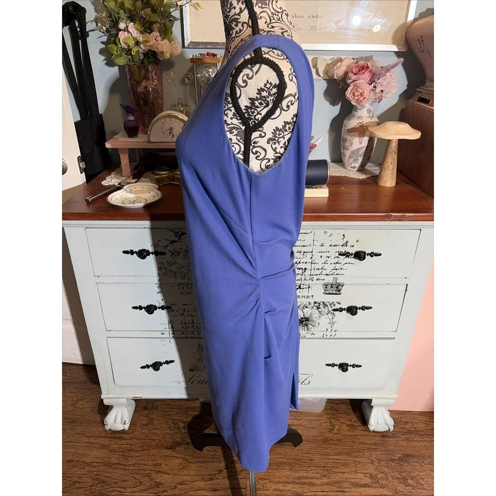 Etcetera Women's Blue Sleeveless Shift Dress Ruched Back size 8