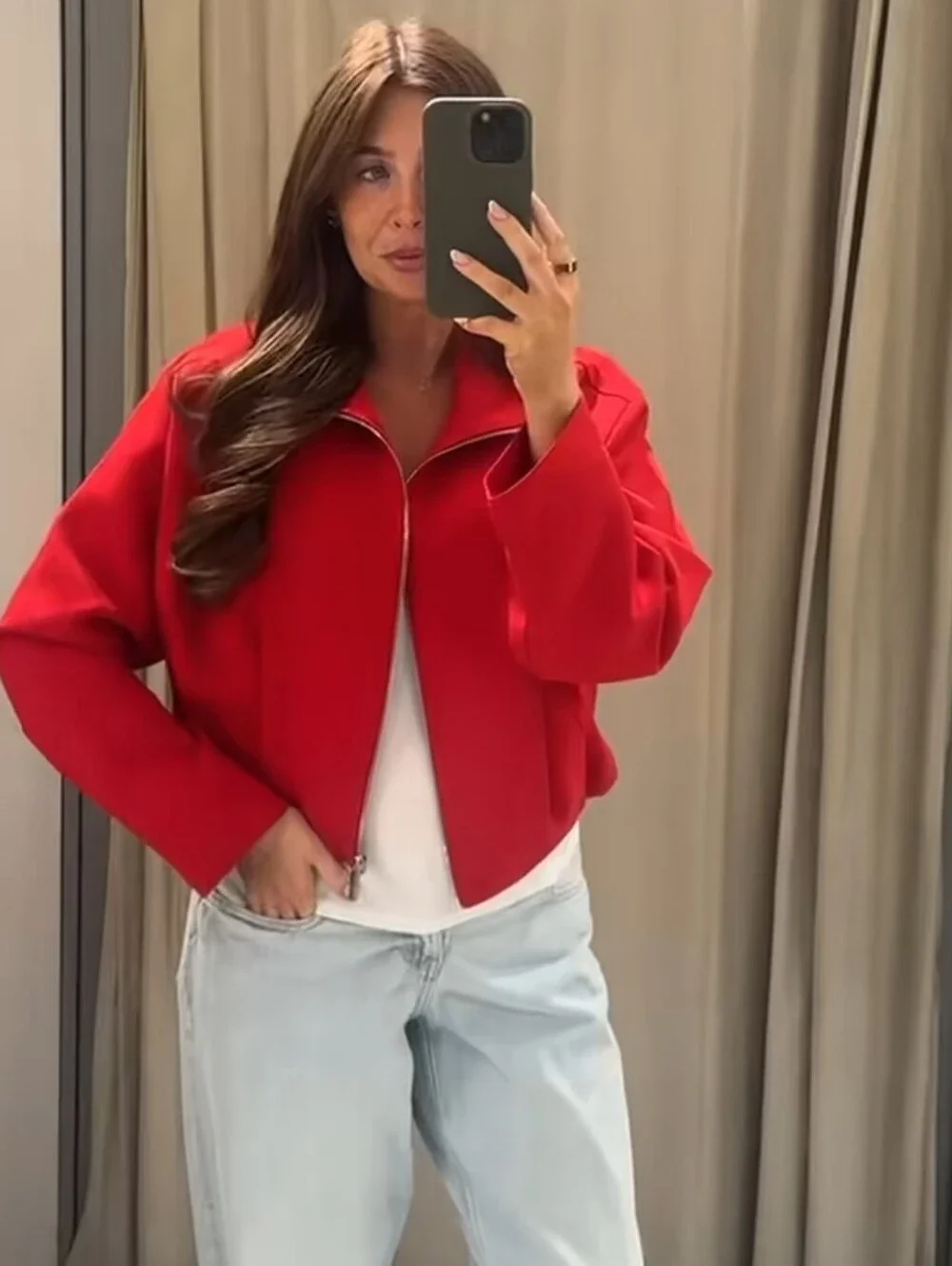 ZARA STAND-UP COLLAR BOMBER JACKET
