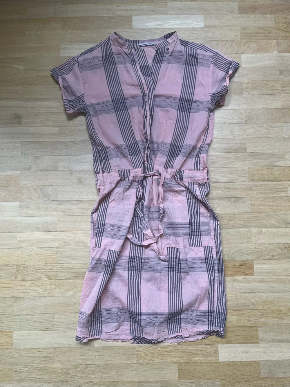 Humanoid Cotton Plaid Tie-Waist Dress