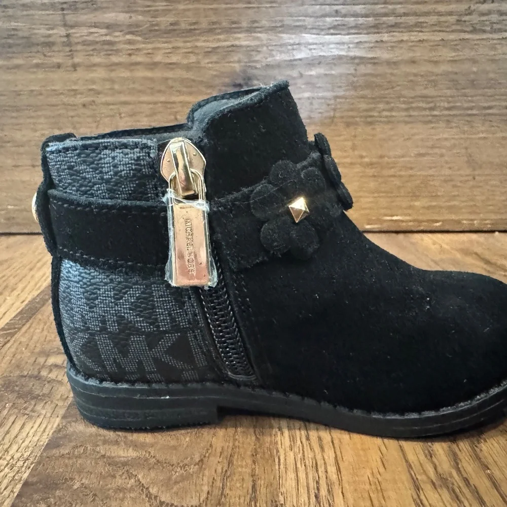 NWT Michael Kors Emma Flora Embellished Booties Suede Floral MK‎ Logo Size 5