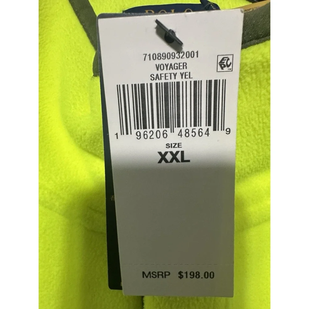Polo Ralph‎ Lauren Voyager Brush Fleece Men XXL Neon Yellow Solid 1/4 Snap NEW