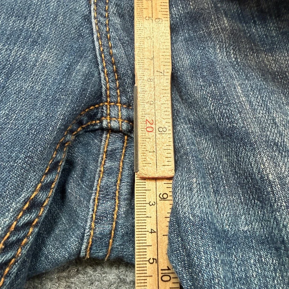 Banana Republic Bootcut Flare‎ Jeans Men 28 Blue Stretch Flap Pocket Distressed