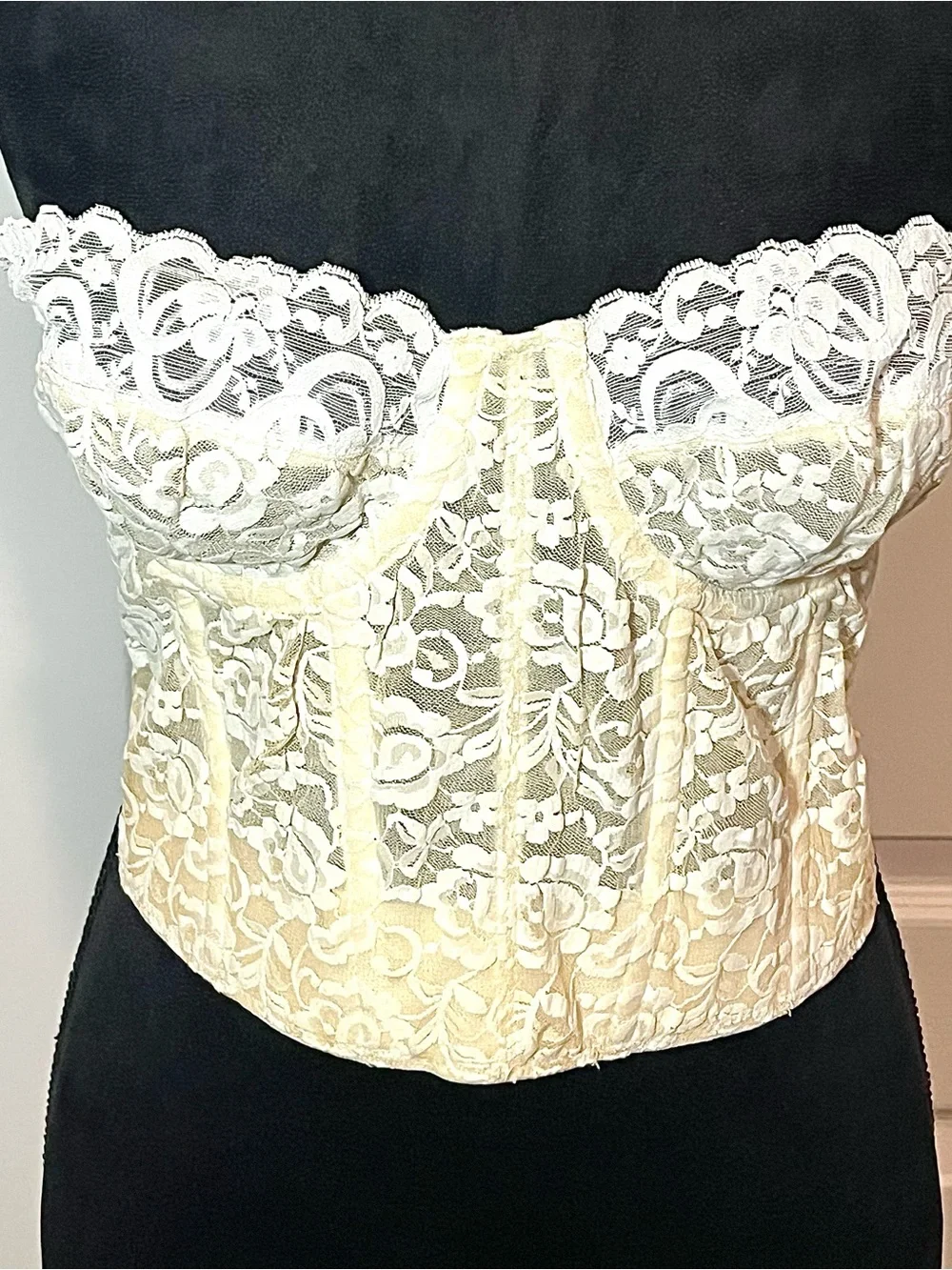 Vintage Union Strapless Lace Bustier Top in Cream
