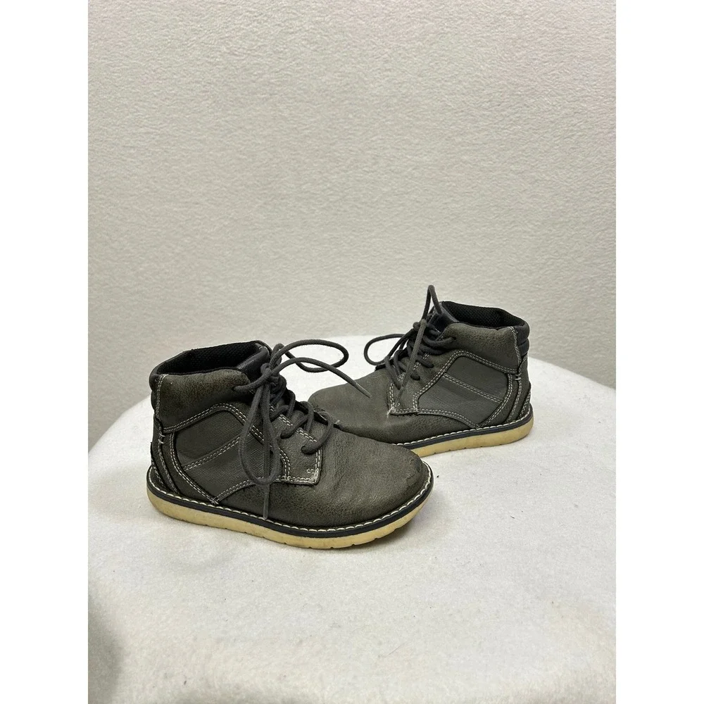 Sonoma Goods for Life Boys Ankle Boots Size 12 Gray Lace Up Faux Leather Rugged‎