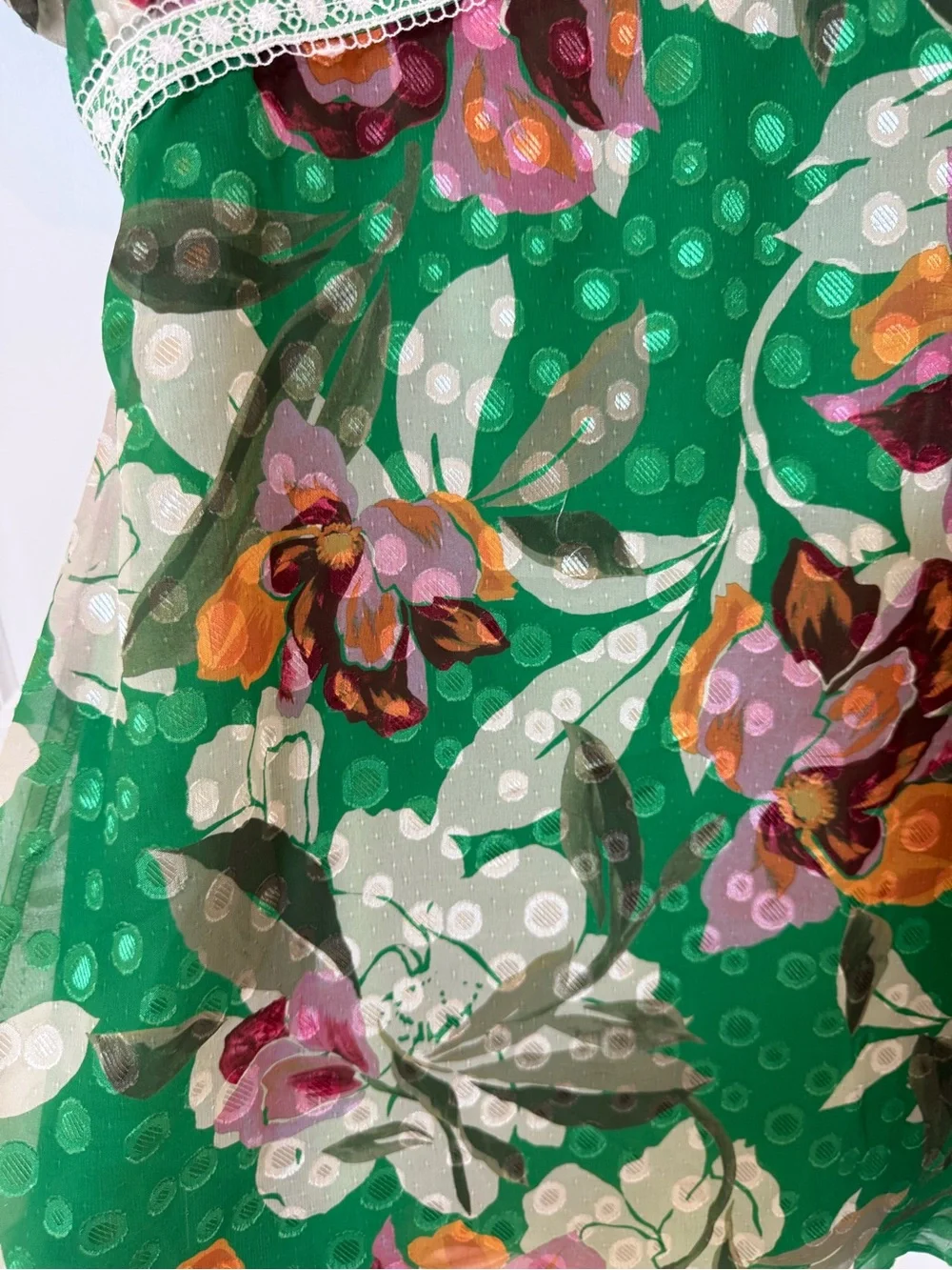 Adelyn Rae Green Floral Empire-Waist Mini Dress