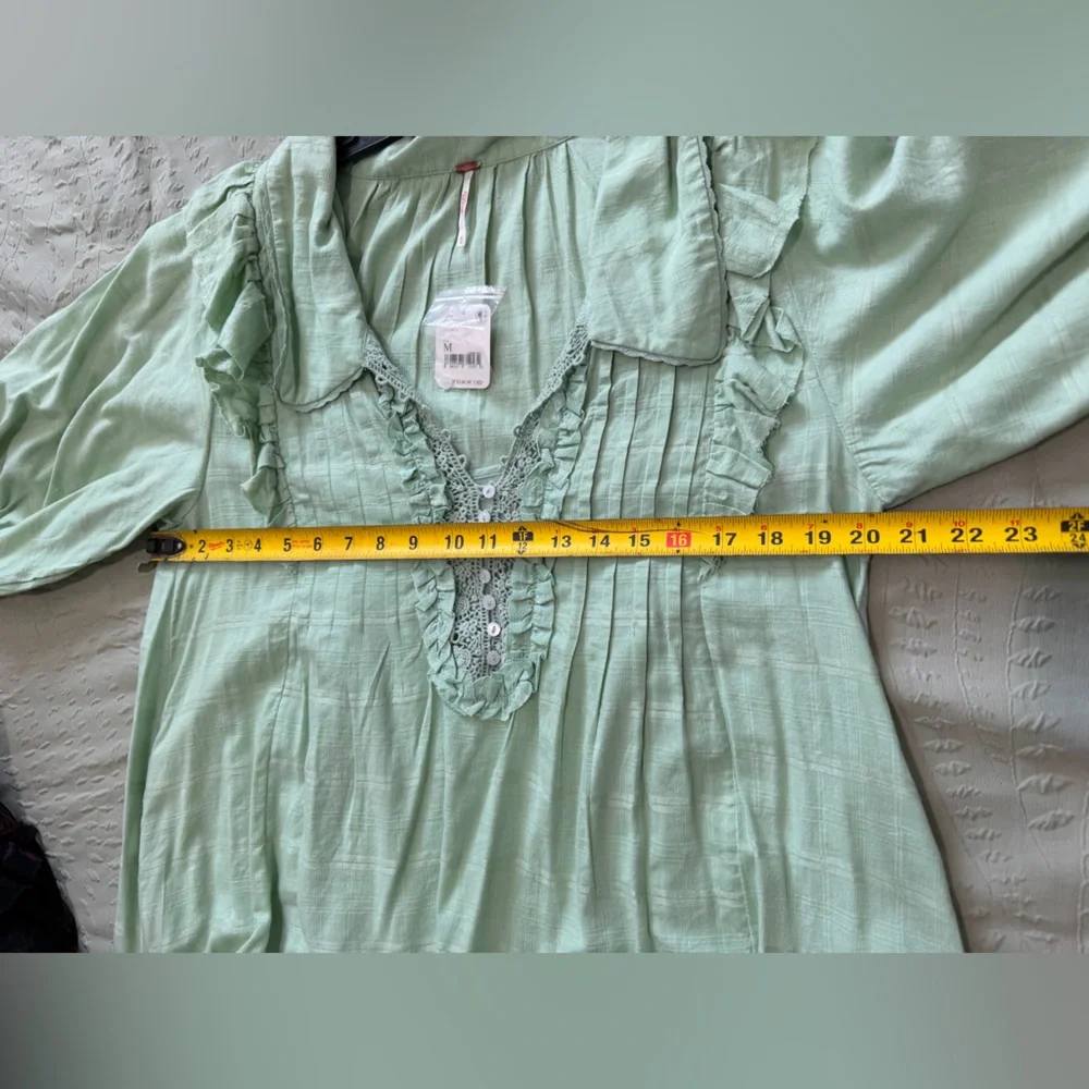 Free People Sage Green Ruffle Tunic Dress