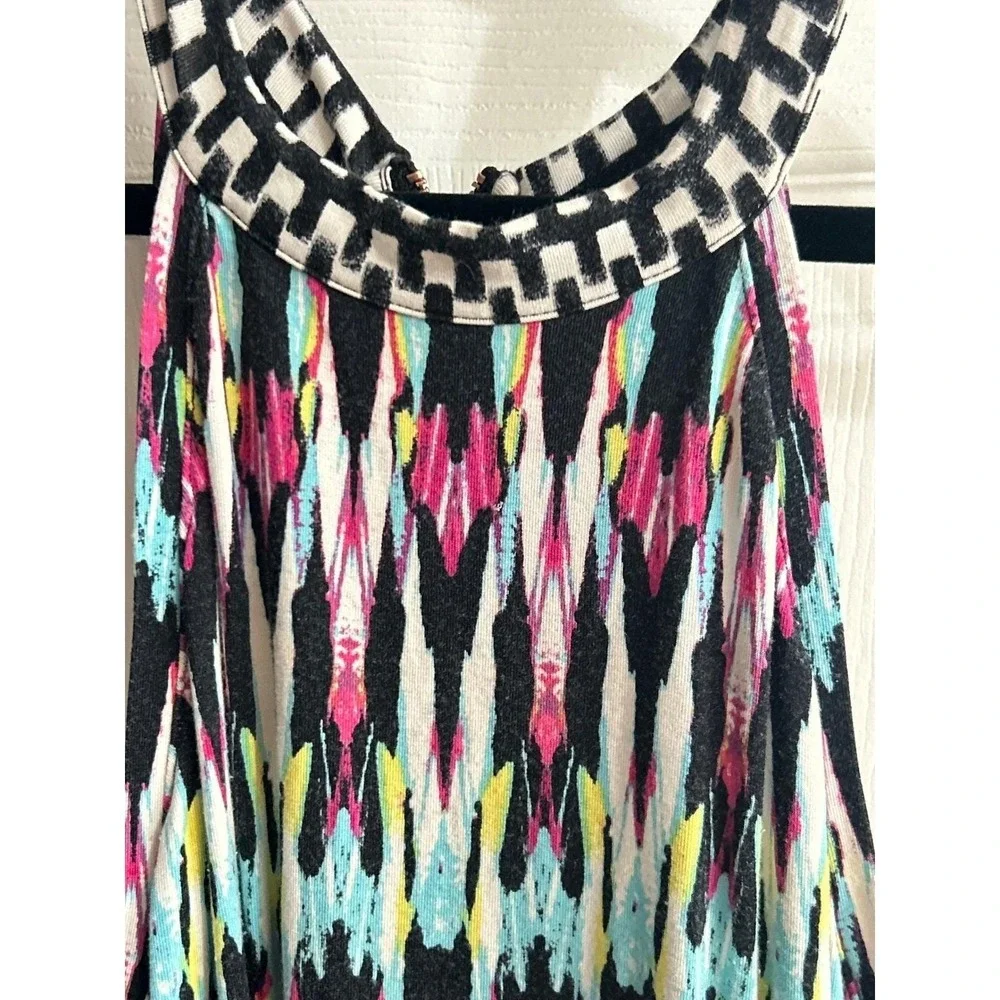 Tart Collections Halter Dress Womens Large Multicolor Geometric Boho Ikat T10070