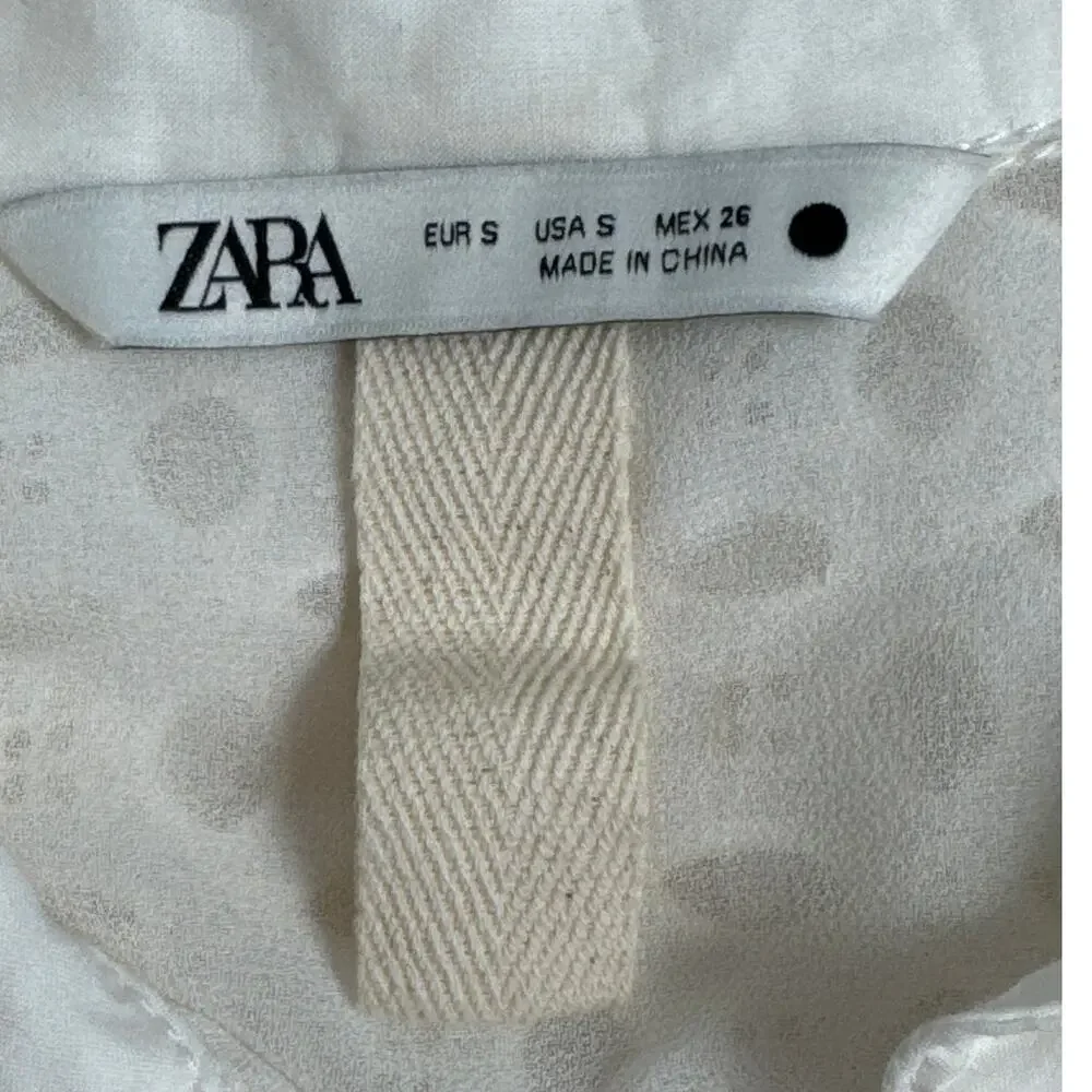Zara Cutwork Embroidery Long Sleeve‎ Mini Dress Cream Size S
