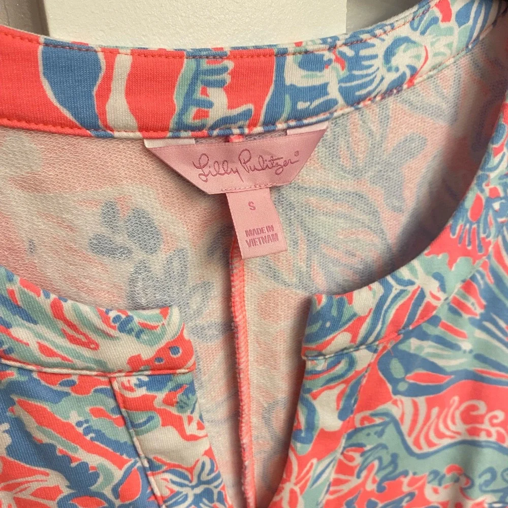 Lilly Pulitzer Estrada Dress Pink Sun Ray Summer Siren‎ Flat Terry Size Small