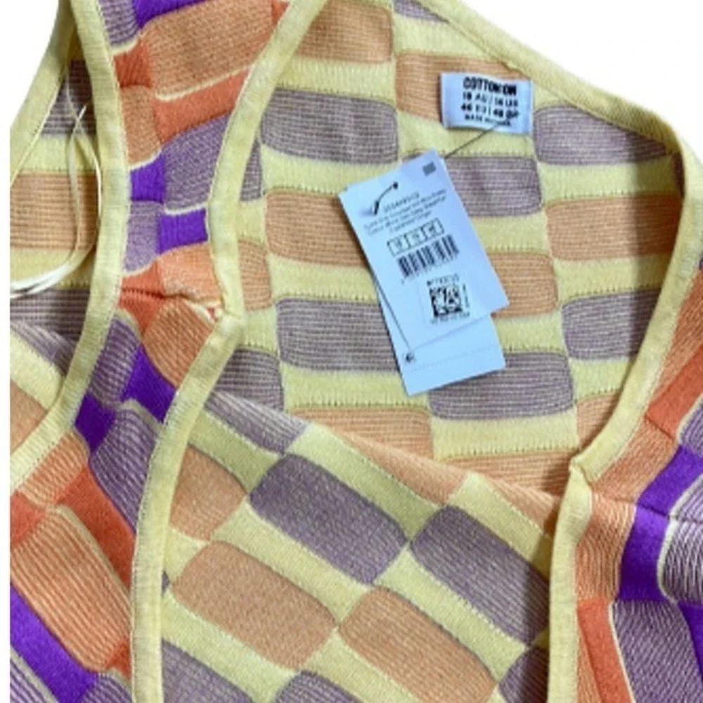 Cotton On Womens One Shoulder Mini‎ Dress Orange Purple Geometric Knit NWT XL