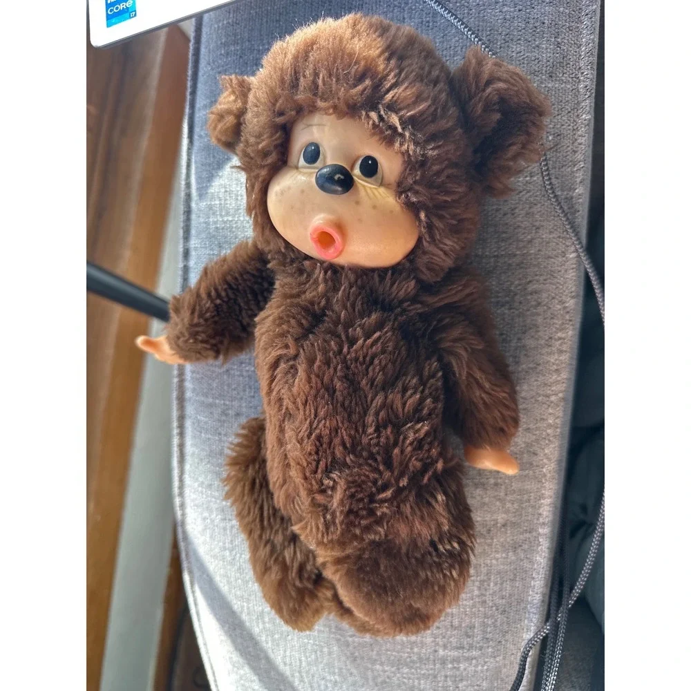Vintage avlon Brown‎ Monkey Plush Doll Vinyl Face Freckles 8 inch