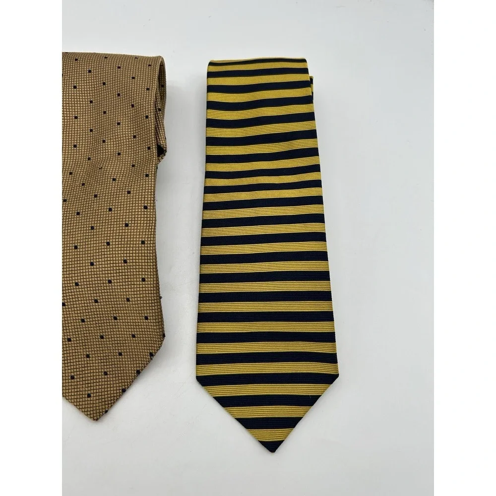 Lot Of 3 Brooks Brothers Silk‎ Ties Blue Gold Geometric Striped Polka Dot USA