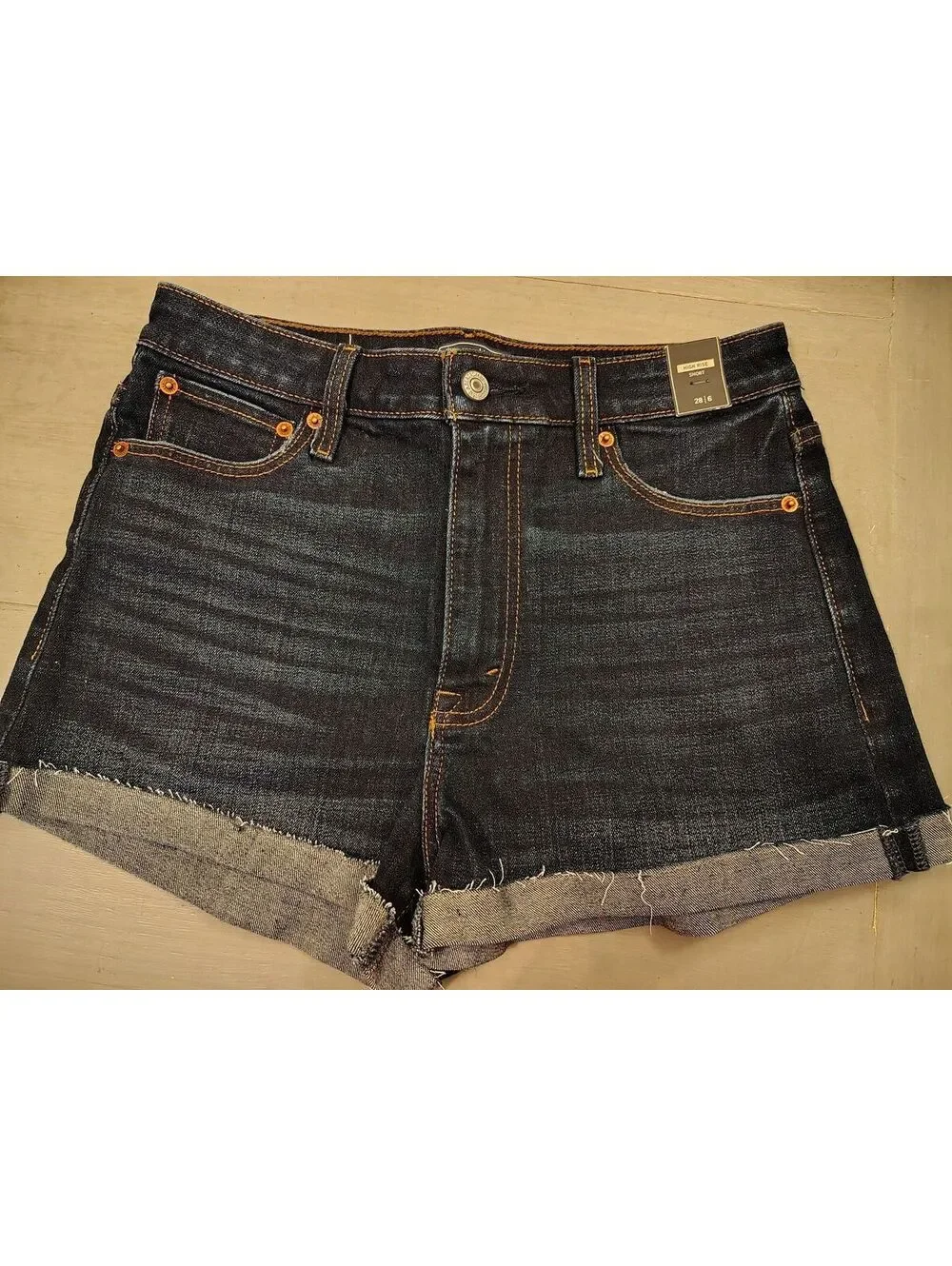 Abercrombie High Rise Dark Blue Women's Shorts size 6 NWT
