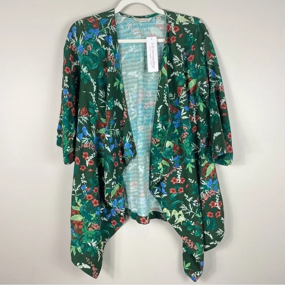 Soft Surroundings Cottage Garden Topper Womens XS Open Front Cardigan Sweater