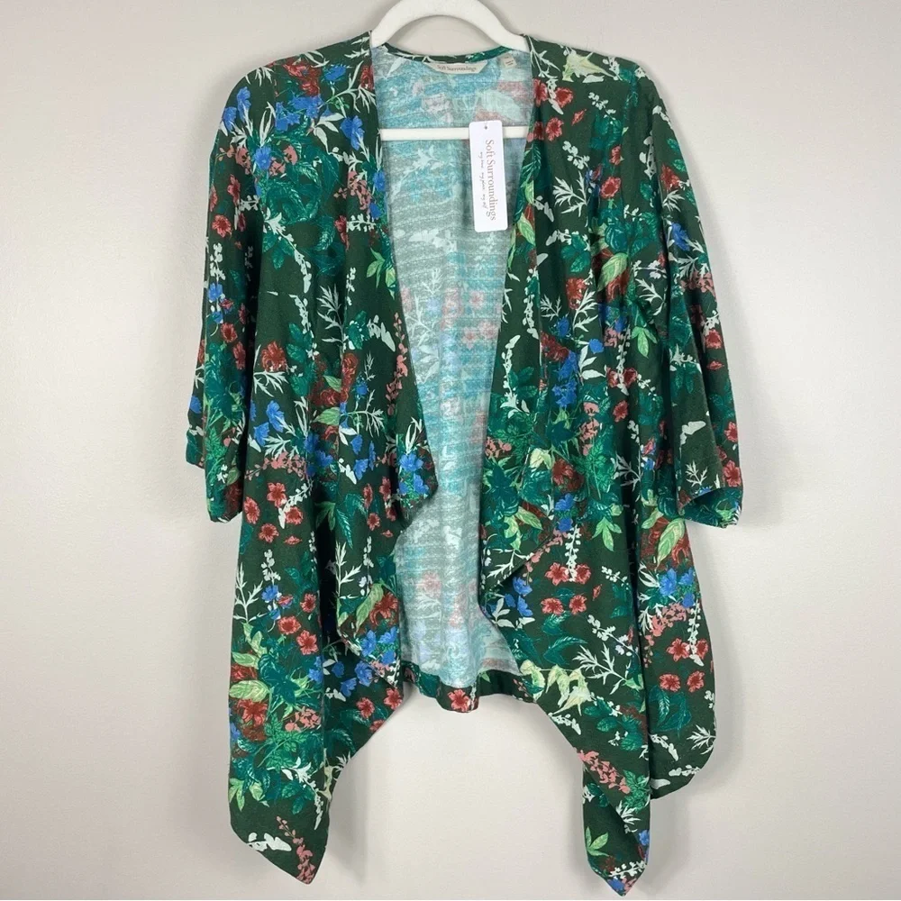 Soft Surroundings Cottage Garden Topper Womens XS Open Front Cardigan Sweater