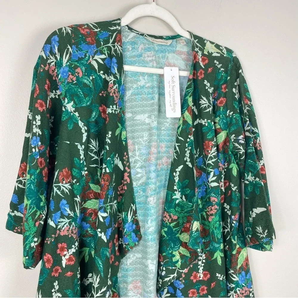 Soft Surroundings Cottage Garden Topper Womens XS Open Front Cardigan Sweater