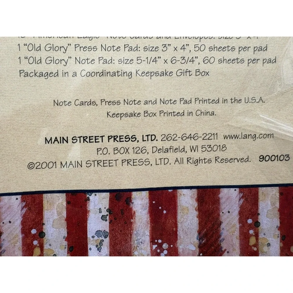 Vtg Main Street Press Boxed Stationary gift Set Patriotic OLD GLORY. NEW