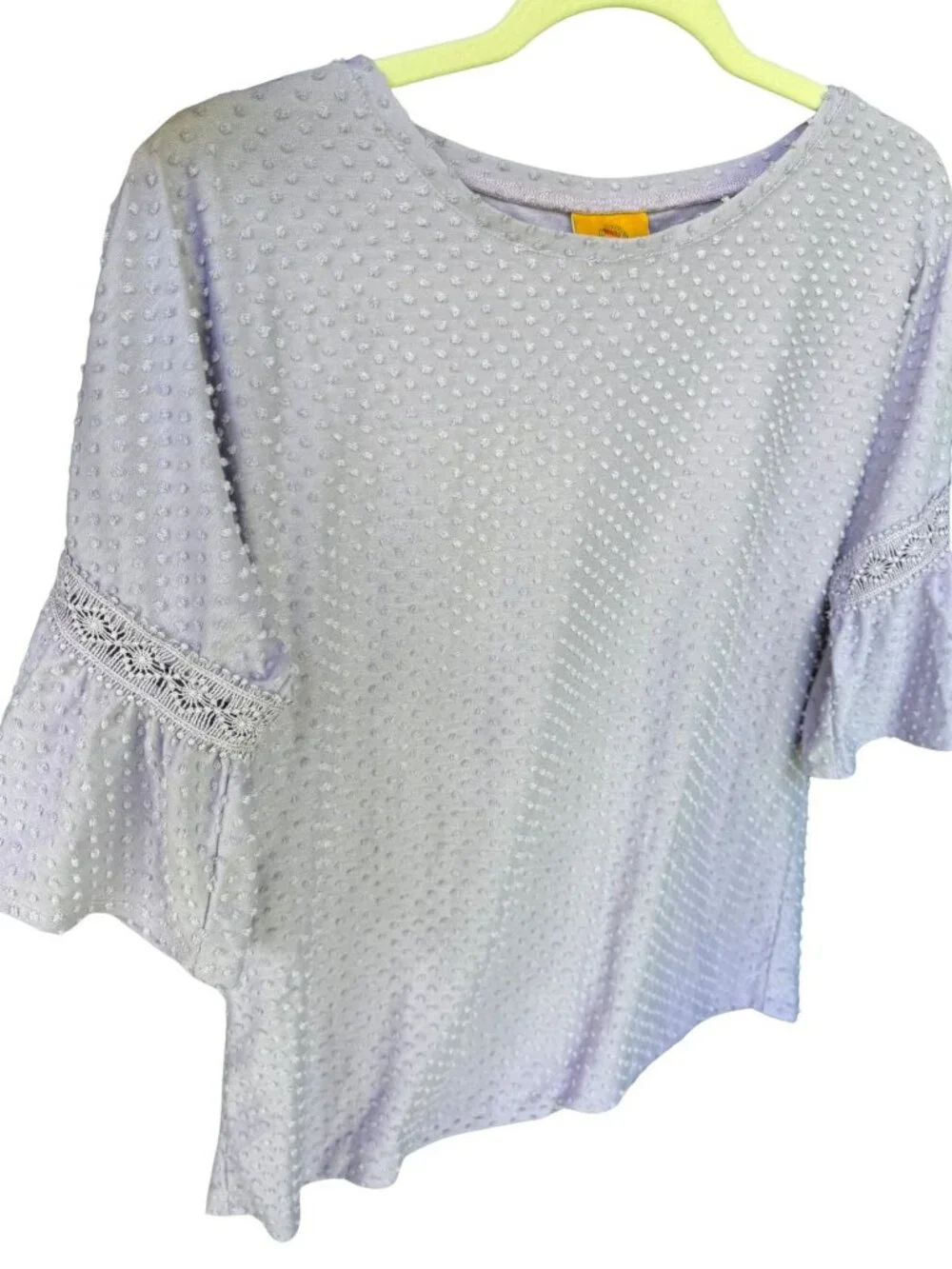 Ruby Rd Lavender Swiss Dot Blouse XS | Bell Sleeve Boho Cottagecore Top