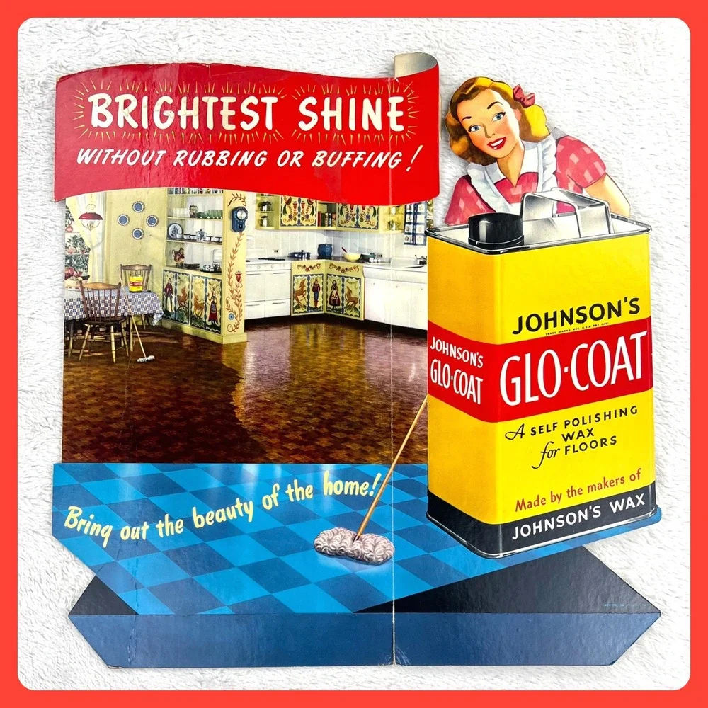 1940s Johnson Glo-Coat Wax Vintage Advertising Sign‎ 21