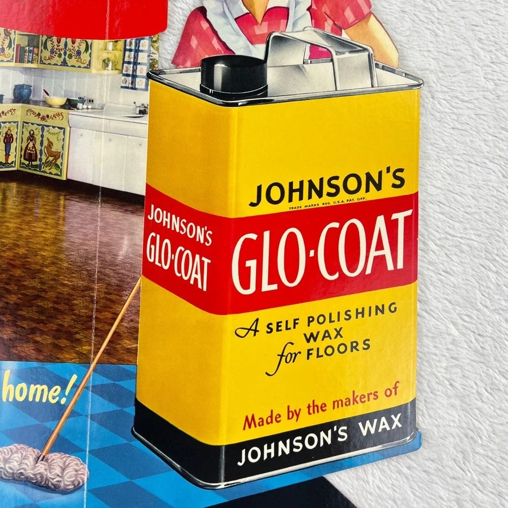 1940s Johnson Glo-Coat Wax Vintage Advertising Sign‎ 21